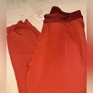 Rust Red Drawstring Jogger Pants